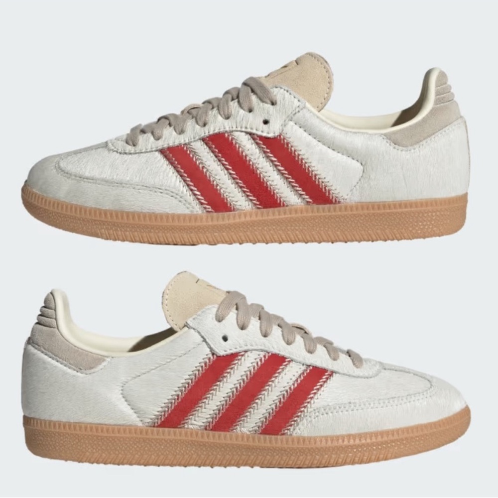 adidas Samba OG Pony Hair Wonder Beige / Cream White / Better Scarlet - Picture 5 of 12
